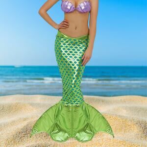 NEW Roma Green Mermaid Tail Skirt Costume w/ Blue Sequins & Back Zip‎ Small